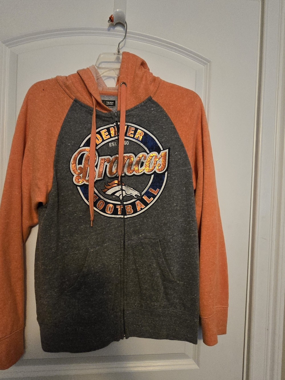 NFL Denver Broncos Orange & Gray Zip Hoodie
